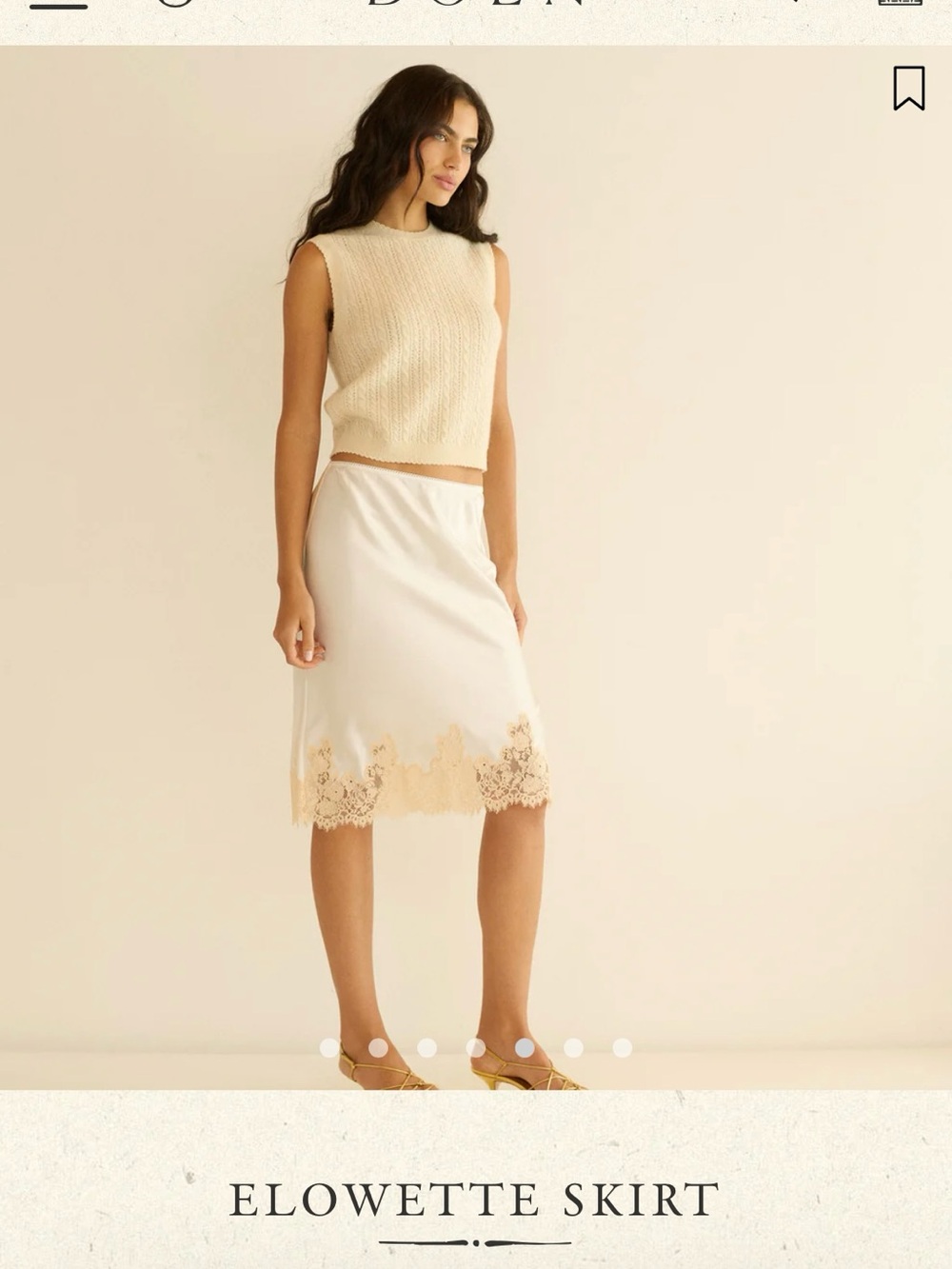 Doen Elowette Lace-Trim Midi Skirt in Ivory